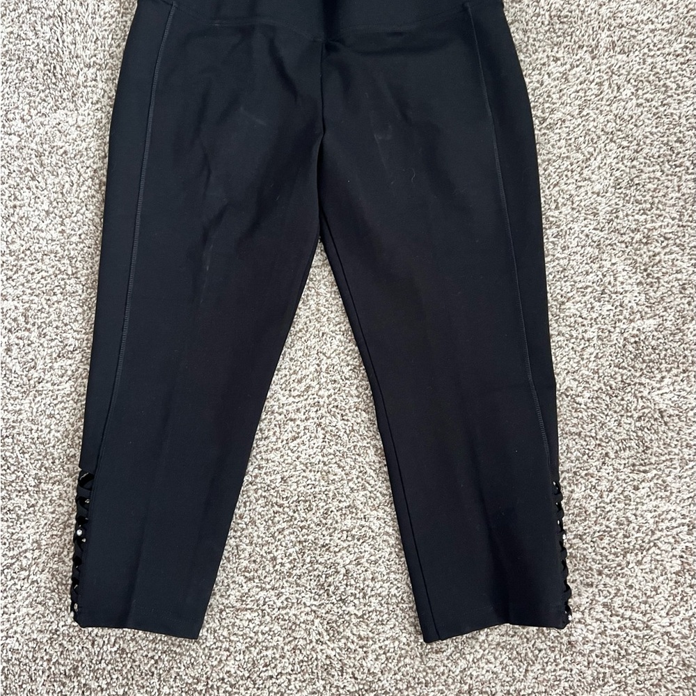 LUXE SLIMS Black CAPRI Pants with Bling leg Detail